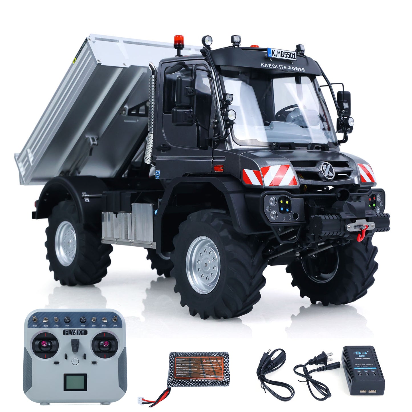 KABOLITE 5501 1/14 4X4 RC Off Road Crawler Truck with FS L12 Remote Controller 2 Speed Transmission Light Sound System