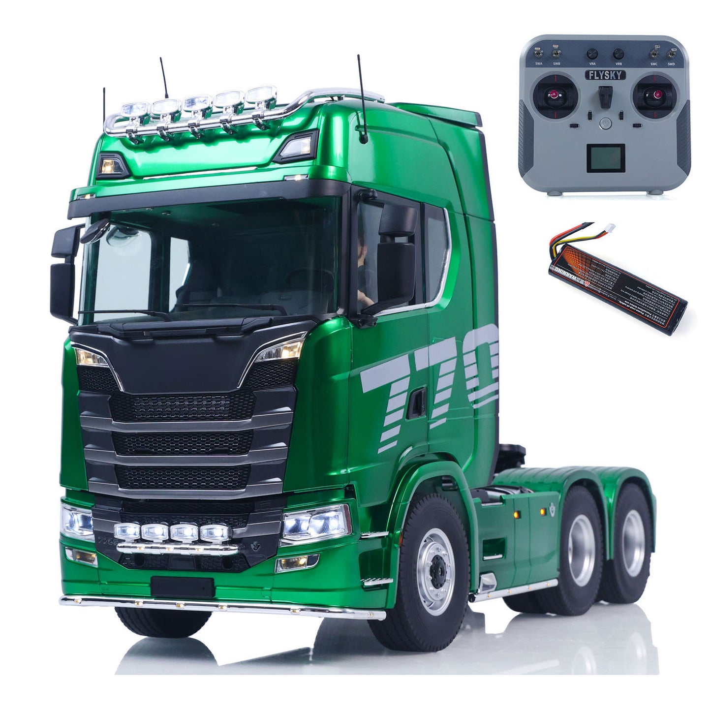 IN STOCK KABOLITE 770S 100 1/14 6X6 RC Tractor Truck with FlySky Radio Controller 2Speed Transmission Electric Windshield Wiper Sound Light