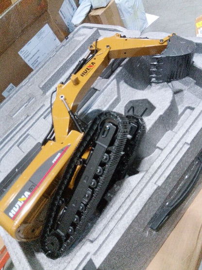 Fast Free Shipping Second Hand US Stock HUINA New Upgrade 580 1/14 Metal Excavator Model Engineering Vehicle Electric Ball Grabber 360 Rotating Shear Claw Sound Lights