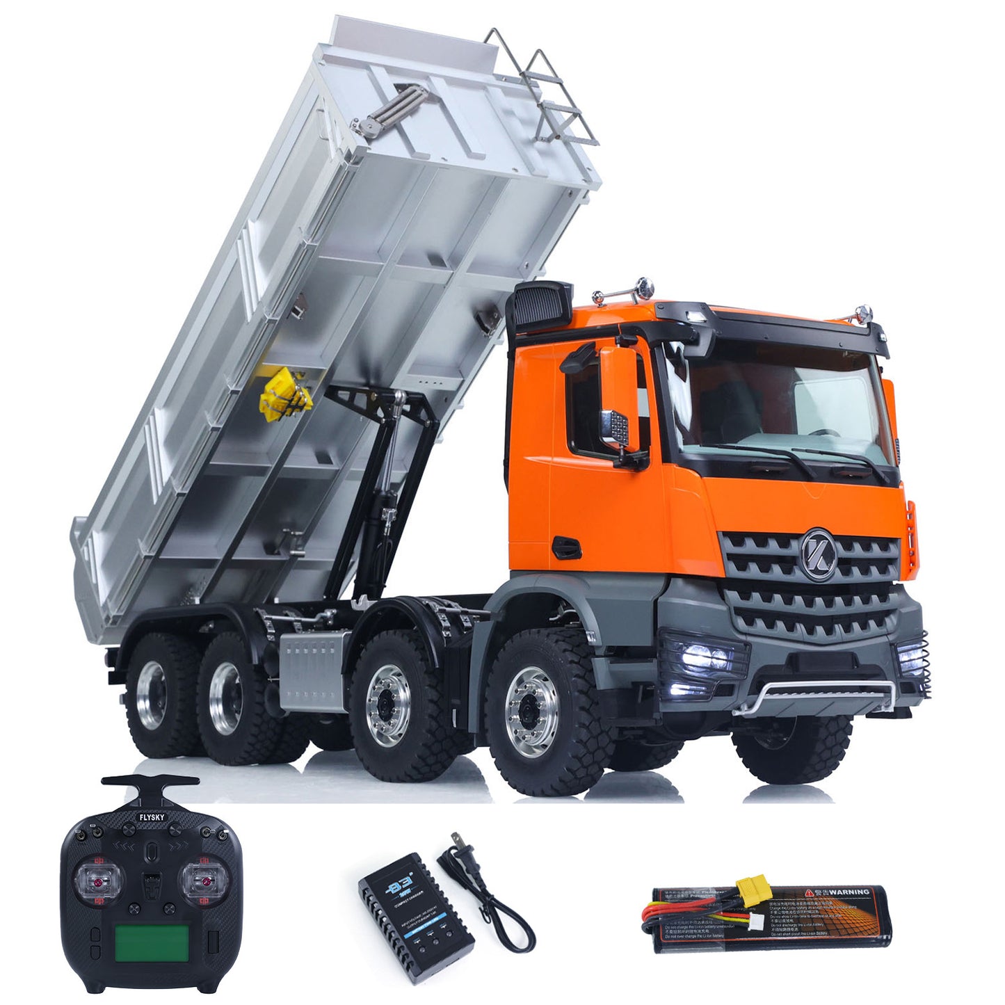 Kabolite K3367 1/14 Metal 8x8 Hydraulic Remote Control Dump Truck RC Tipper with ST8 Radio Controller Sonud Light 2 Speed Transmission
