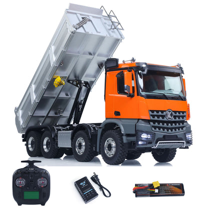 Kabolite K3367 1/14 Metal 8x8 Hydraulic Remote Control Dump Truck RC Tipper with ST8 Radio Controller Sonud Light 2 Speed Transmission