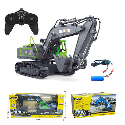 HUINA 1/18 2.4G RC Excavator 1558 Model Toy 11CH Remote Control Battery Car 360 Degrees Light