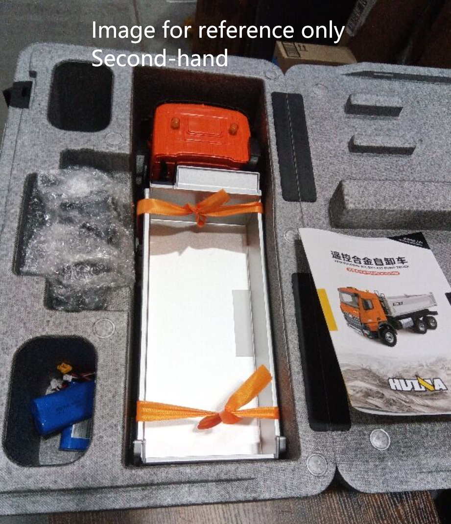 Second Hand US Stock 1/14 HUINA 1598 2.4G Remote Control Dumper 6*6 Engineering Transport Vehicle Lifting Rod Tipper Car Light Sound Battery Toys